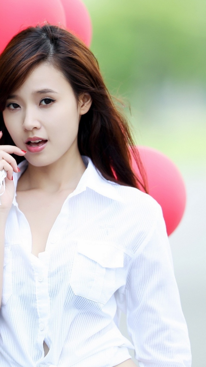 气囊, 缔约方供应, 嘴唇, 女孩, 红色的 壁纸 720x1280 允许