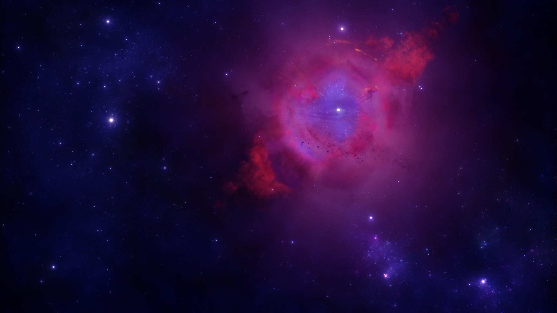 Blauer Und Roter Galaxienhimmel. Wallpaper in 1920x1080 Resolution