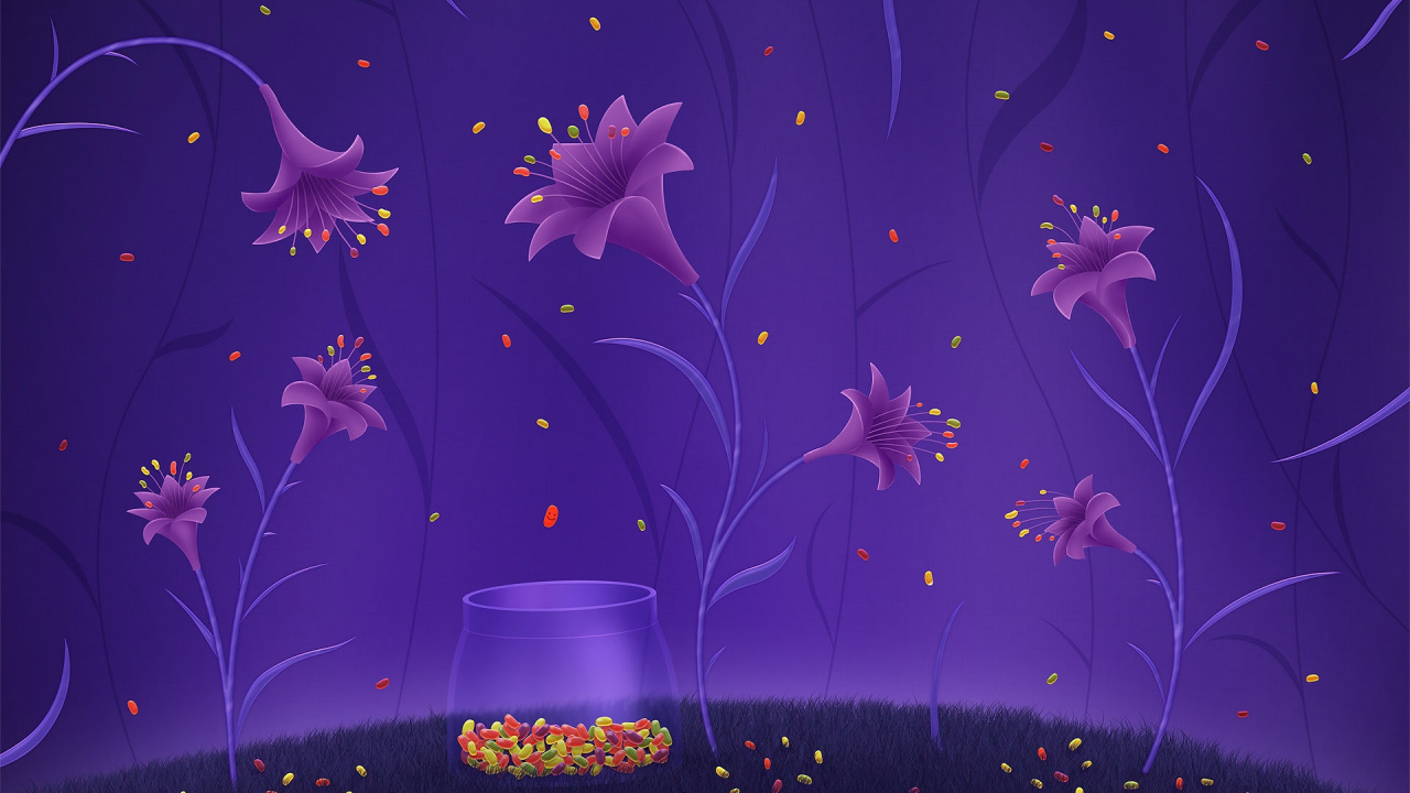 Illustration de Papillon Violet et Blanc. Wallpaper in 1280x720 Resolution