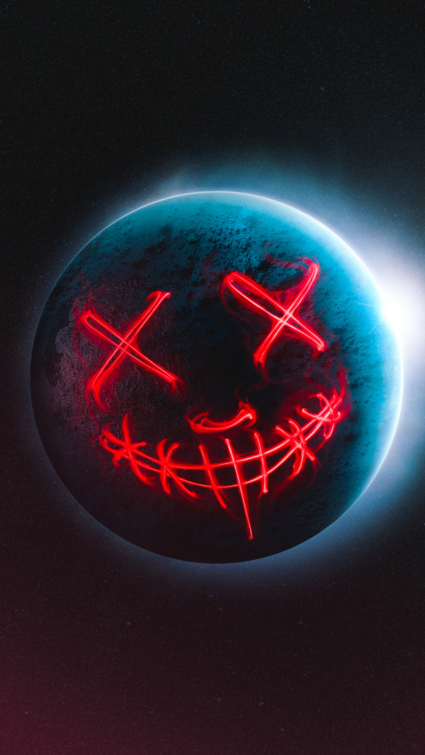 Circle, Gas, Electric Blue, Neon, Clock. Wallpaper in 1440x2560 Resolution