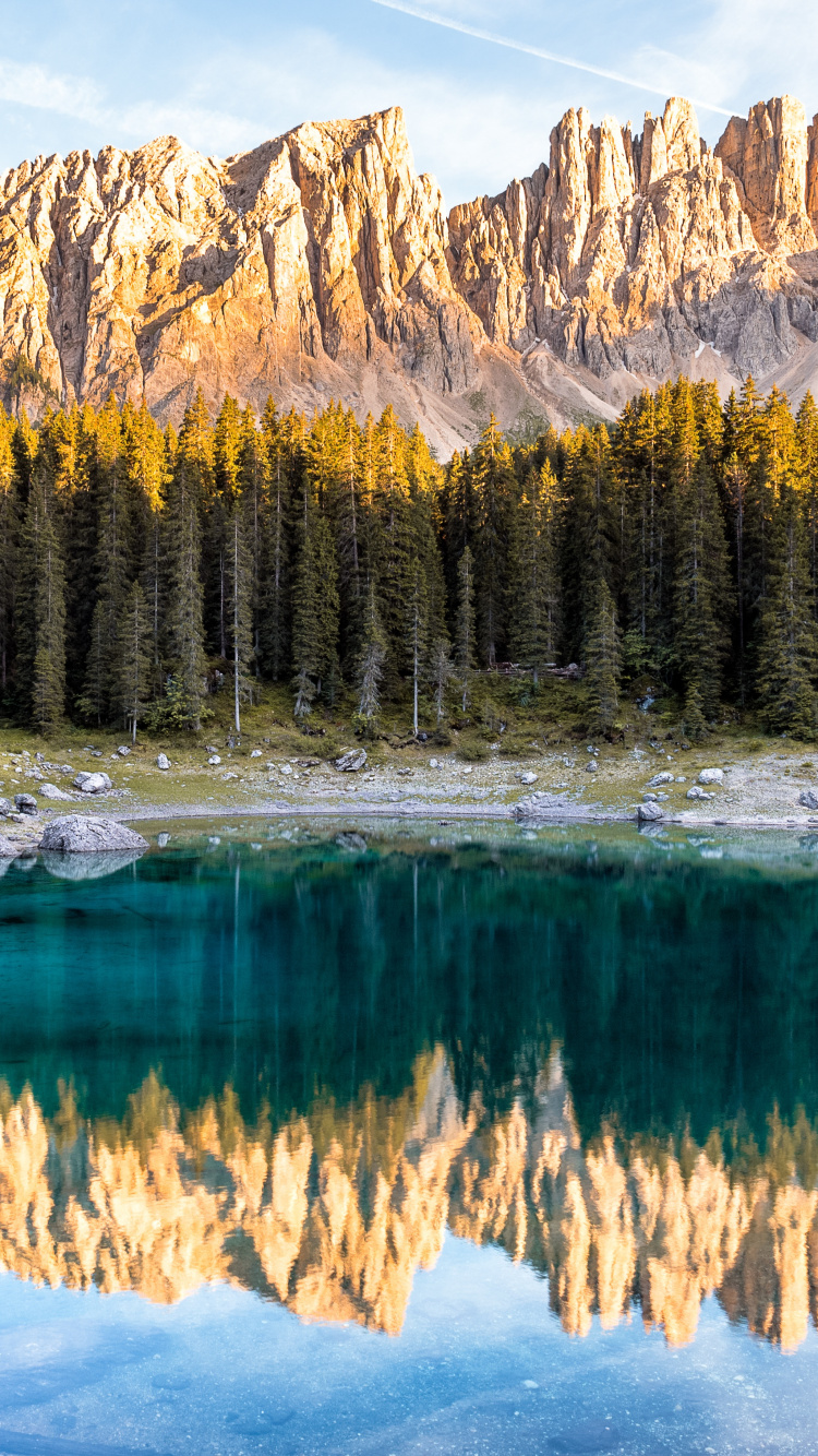 Dolomites, Mountain, Reflection, Natural Landscape, Nature. Wallpaper in 750x1334 Resolution