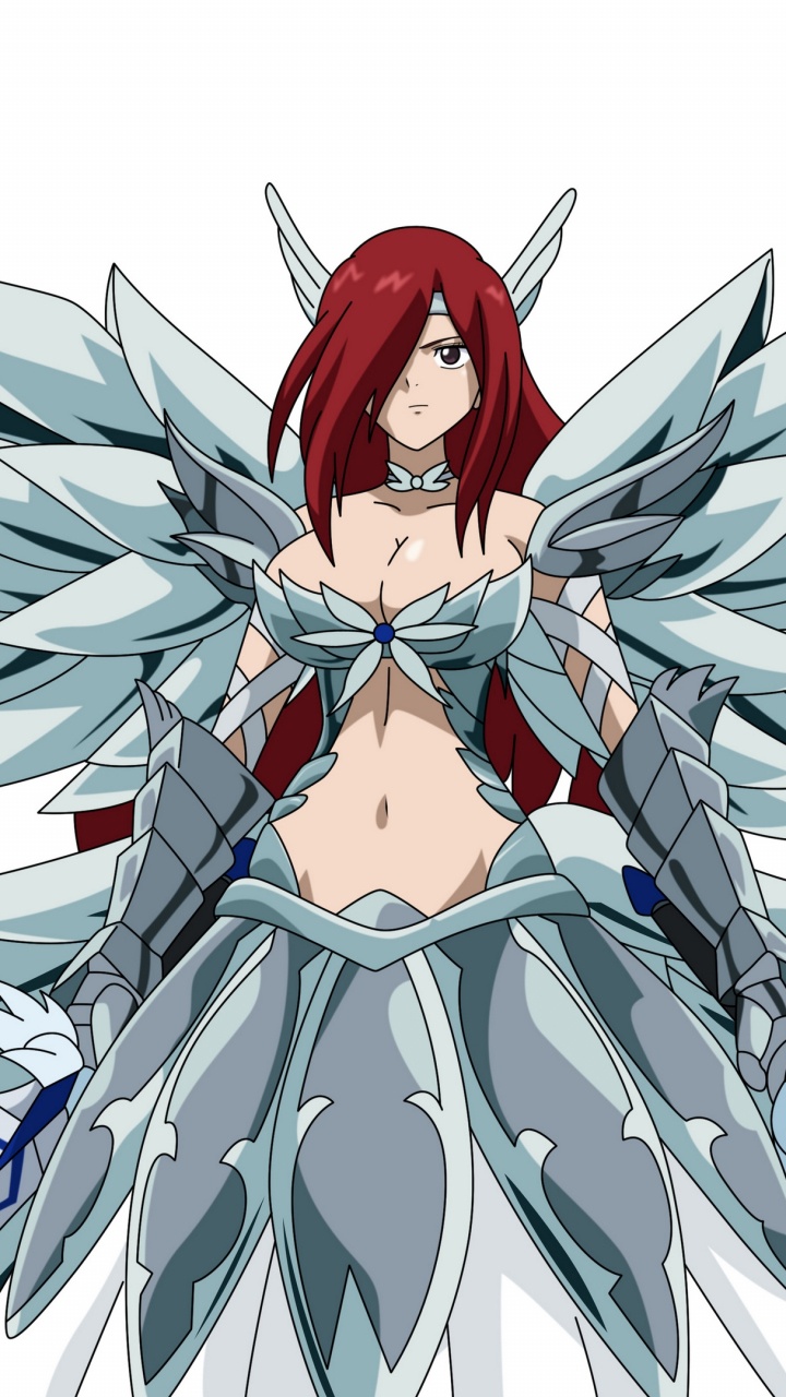 Mujer Pelirroja en Vestido Azul y Blanco Personaje de Anime. Wallpaper in 720x1280 Resolution