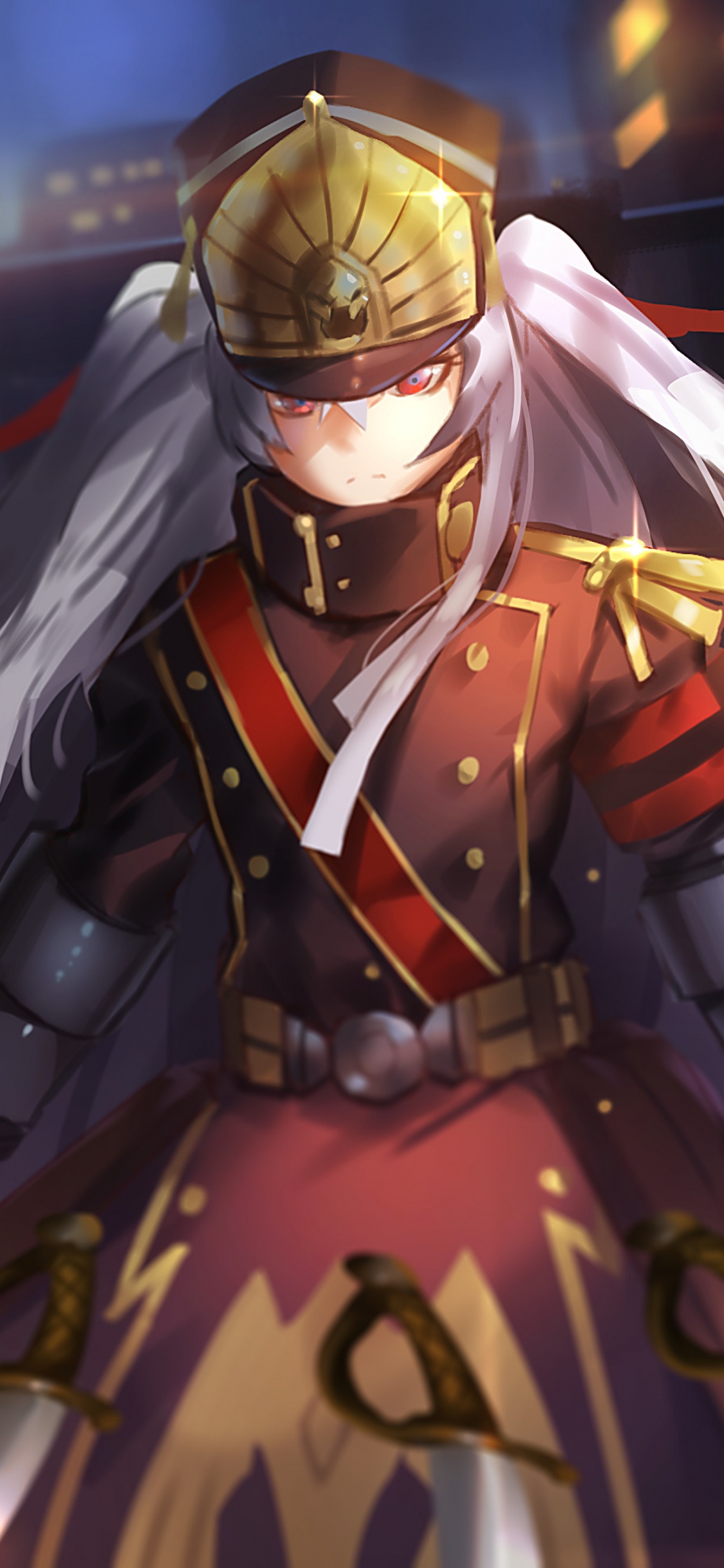 Mann im Schwarz-goldenen Anzug Mit Schwarz-weißen Flügeln. Wallpaper in 1125x2436 Resolution