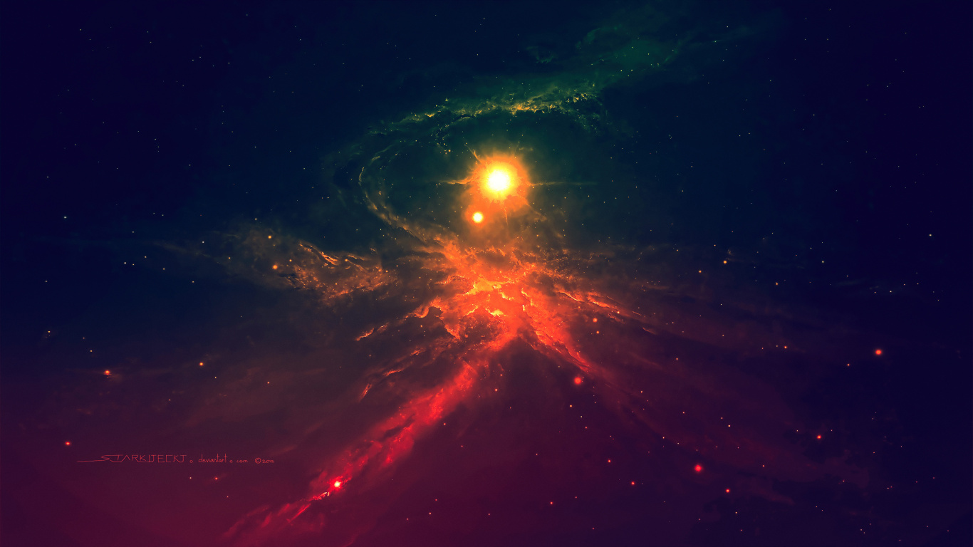 Red and Yellow Light in The Sky. Wallpaper in 1366x768 Resolution