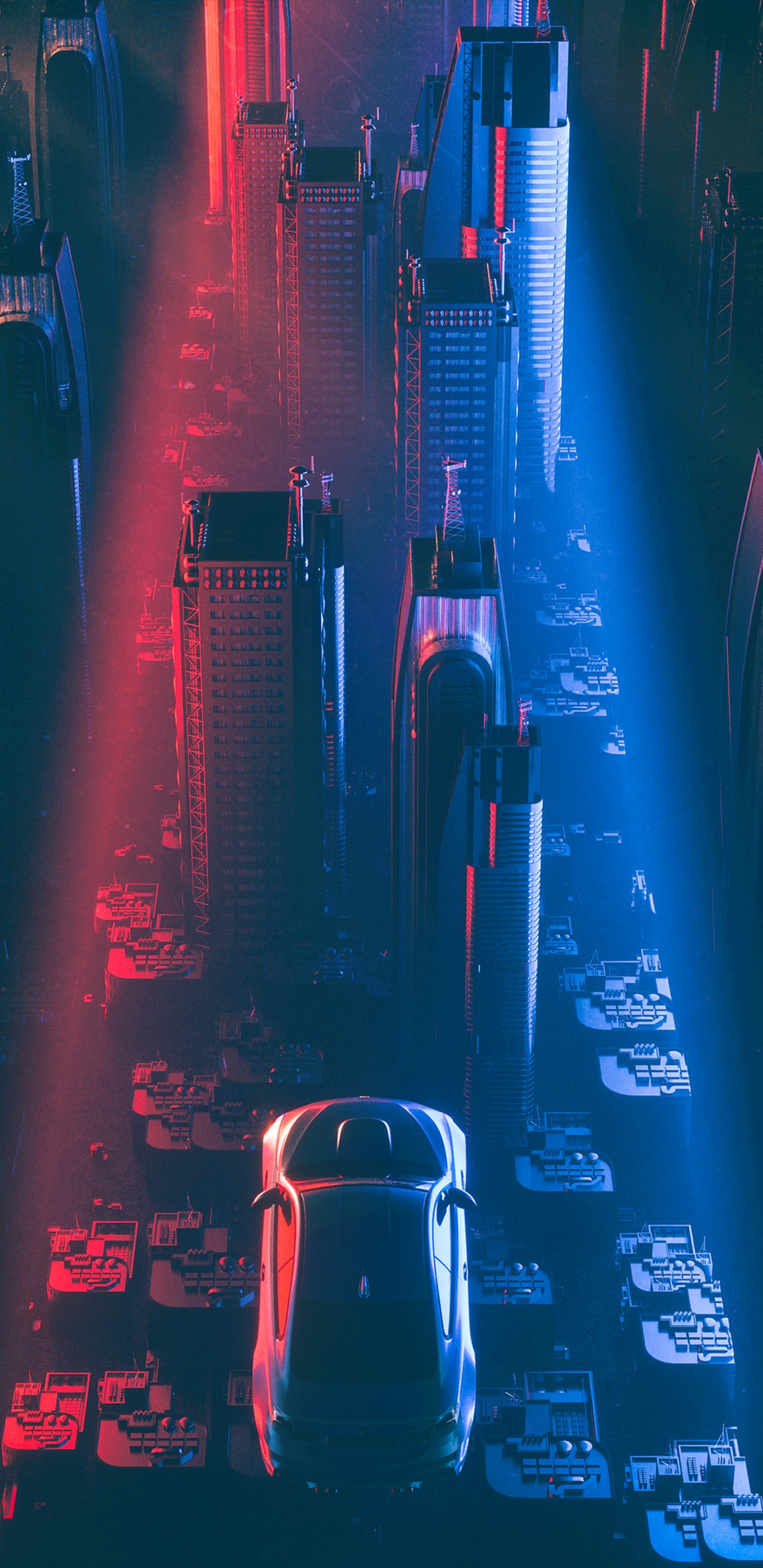 Autos Auf Der Straße Während Der Nachtzeit. Wallpaper in 1440x2960 Resolution