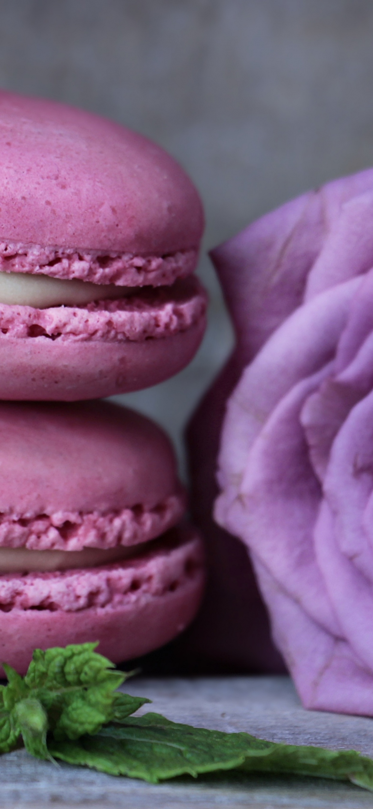 3 Cupcakes Roses Sur Table en Bois Gris. Wallpaper in 1242x2688 Resolution