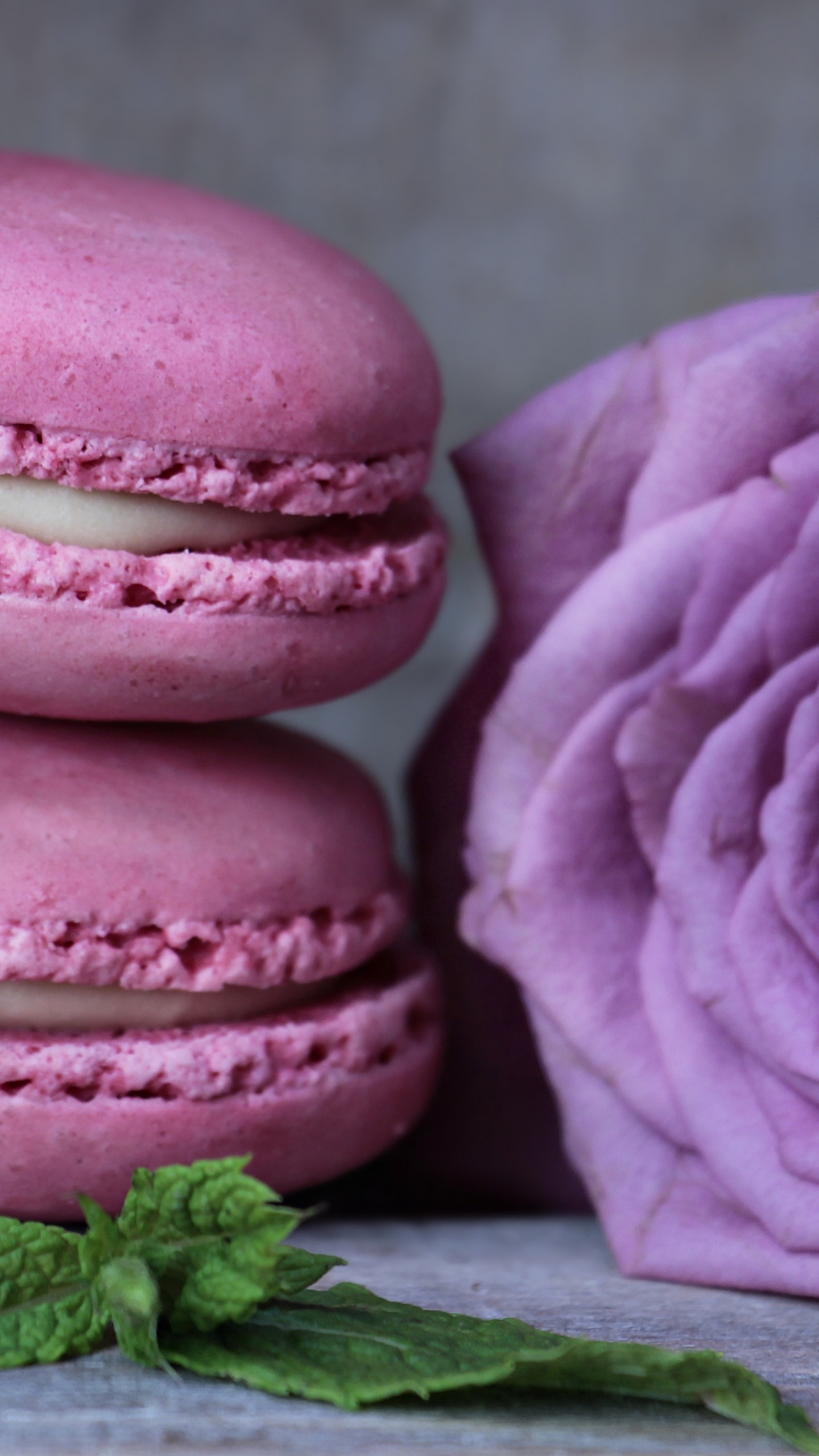 3 Cupcakes Roses Sur Table en Bois Gris. Wallpaper in 1440x2560 Resolution