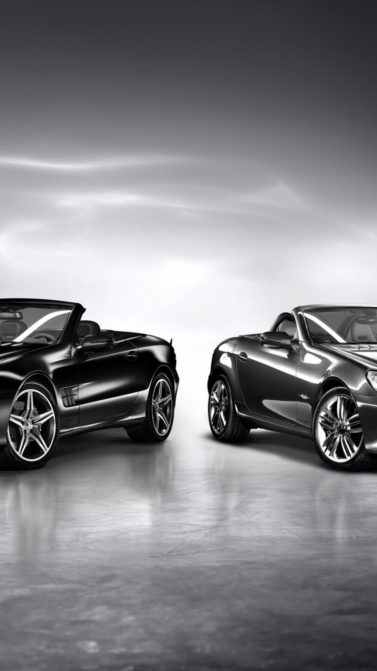 Schwarzer Porsche 911 Auf Graustufenfotografie. Wallpaper in 750x1334 Resolution