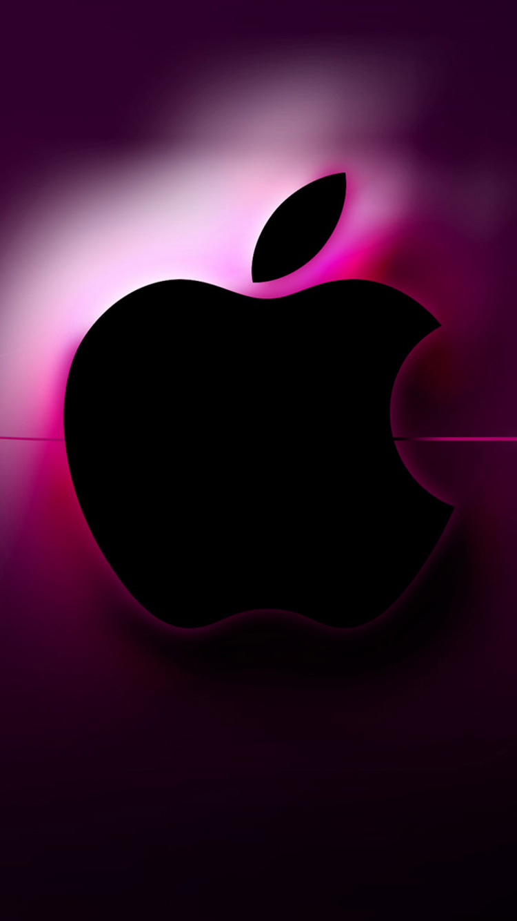 Logo Pomme Avec Lumière Rouge. Wallpaper in 750x1334 Resolution