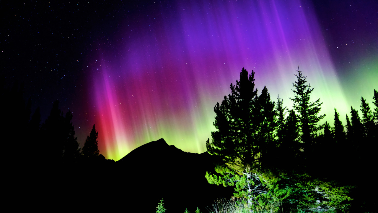 Nuit, Aurora, Nature, Paysage Naturel, Purple. Wallpaper in 1280x720 Resolution