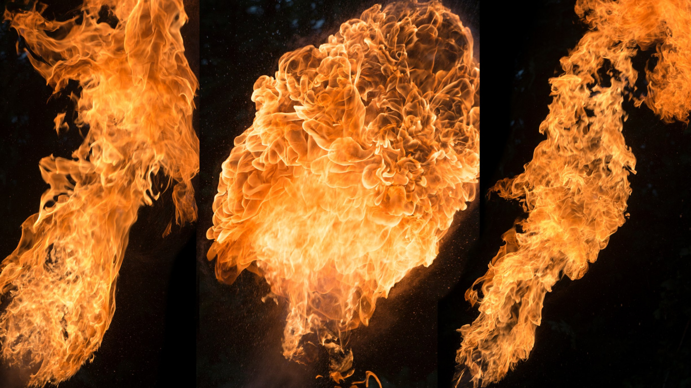 Illustration de Feu Orange et Bleu. Wallpaper in 1366x768 Resolution