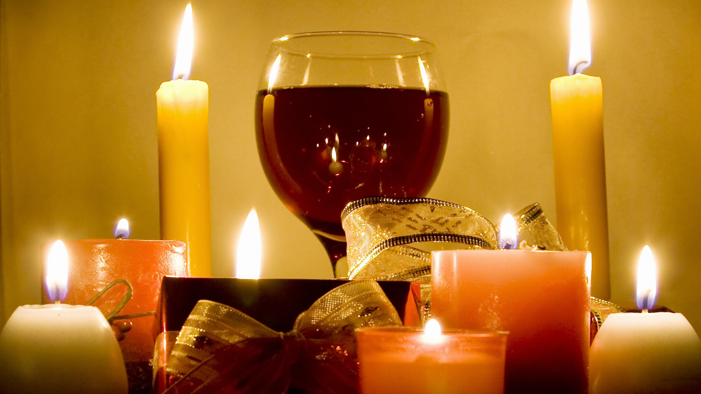 Wine, Candle, Lighting, Wax, Still Life. Wallpaper in 1366x768 Resolution
