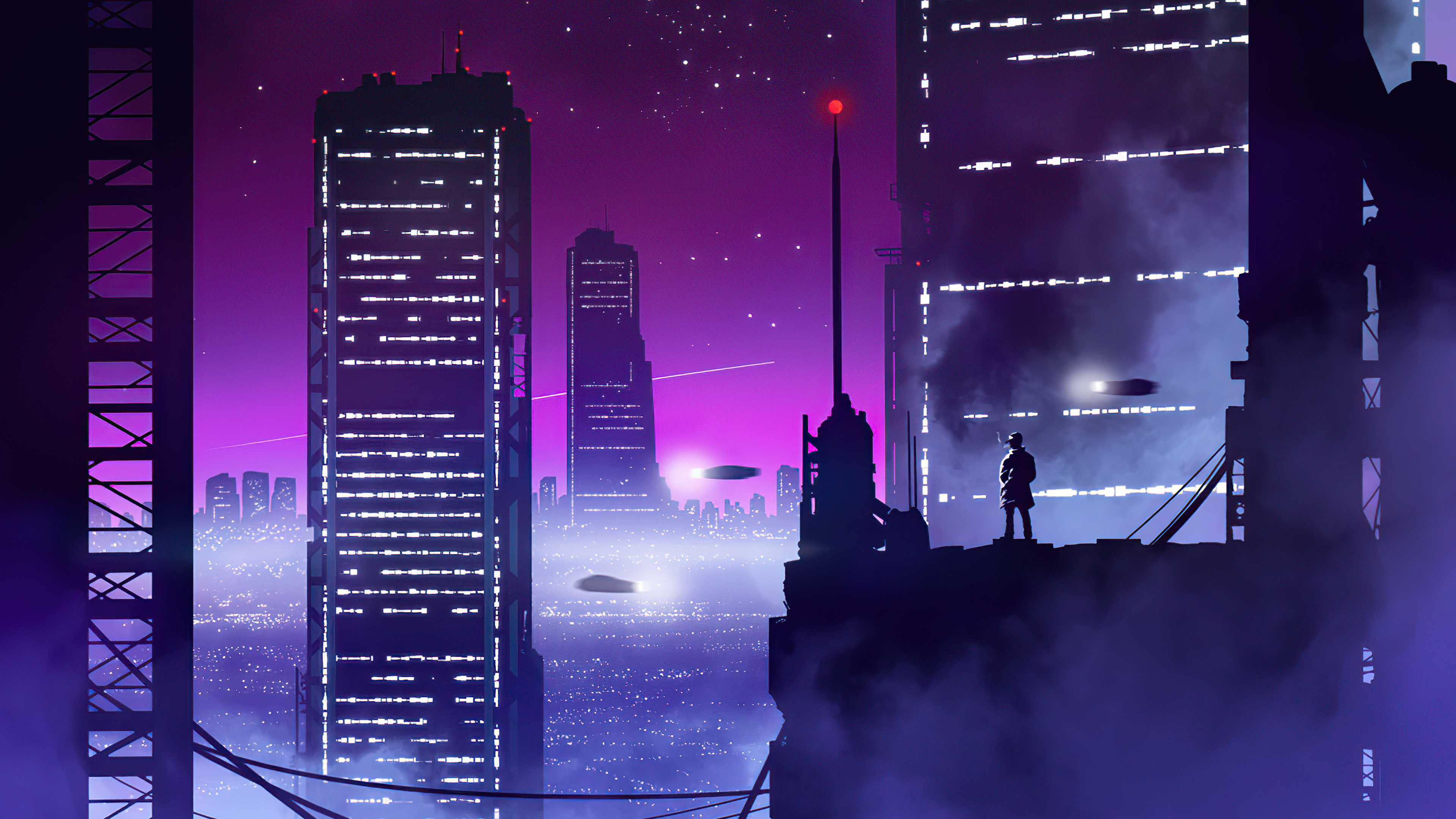 Wallpaper Synthwave World Light Purple Building Background  Download  Free Image