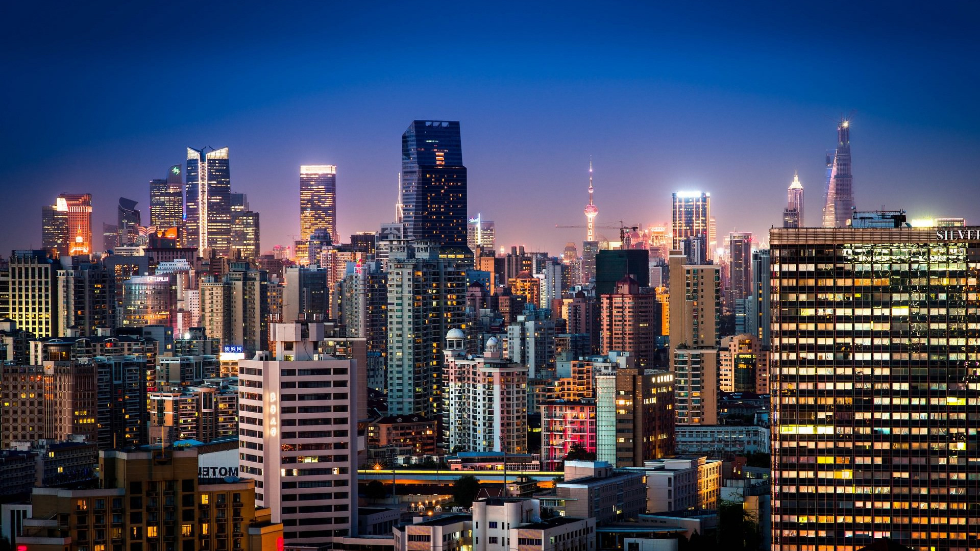 City Skyline During Night Time. Wallpaper in 1920x1080 Resolution