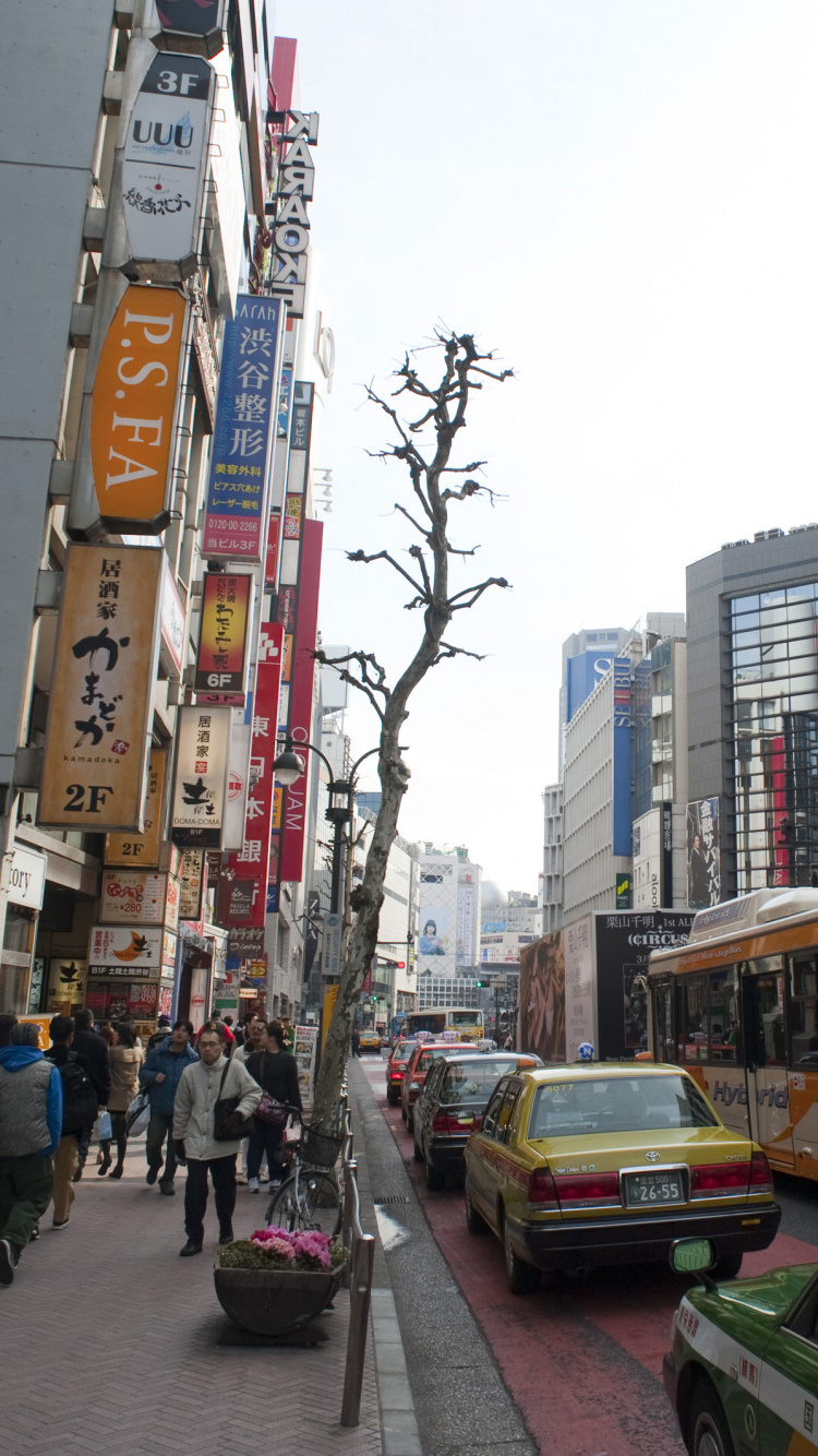 People Walking on Sidewalk Near Cars on Road During Daytime. Wallpaper in 750x1334 Resolution