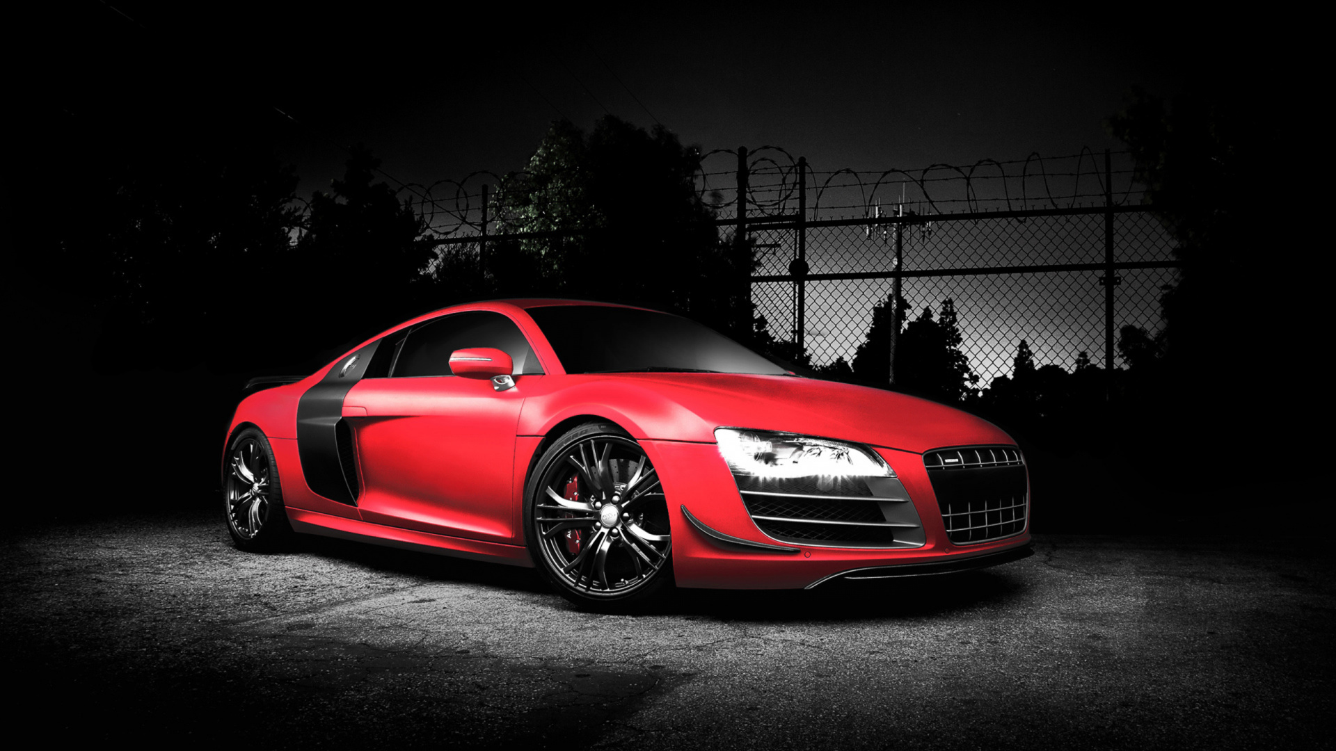 Red Porsche 911 Parked Near Chain Link Fence. Wallpaper in 1920x1080 Resolution