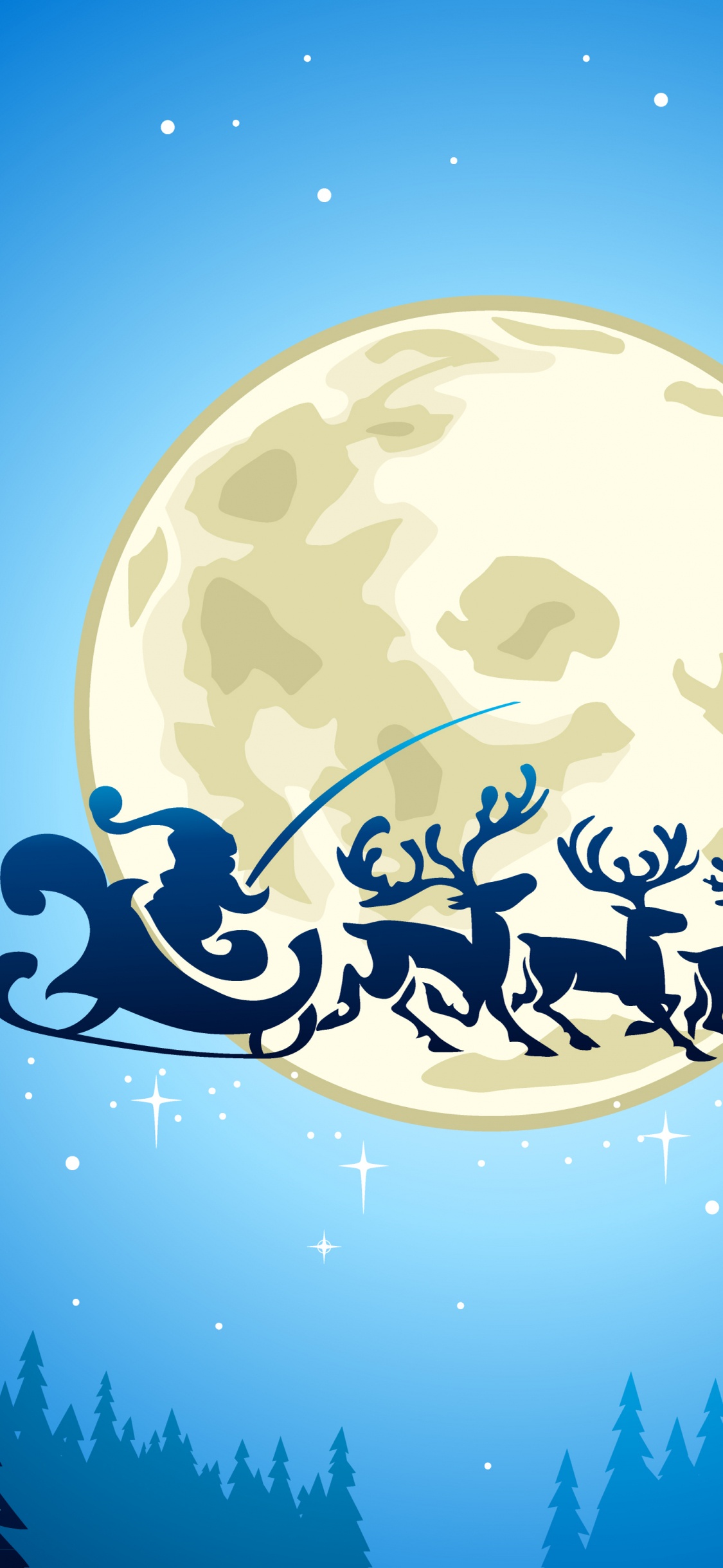 Christmas Day, Santa Claus, Illustration, Christmas, Moon. Wallpaper in 1125x2436 Resolution