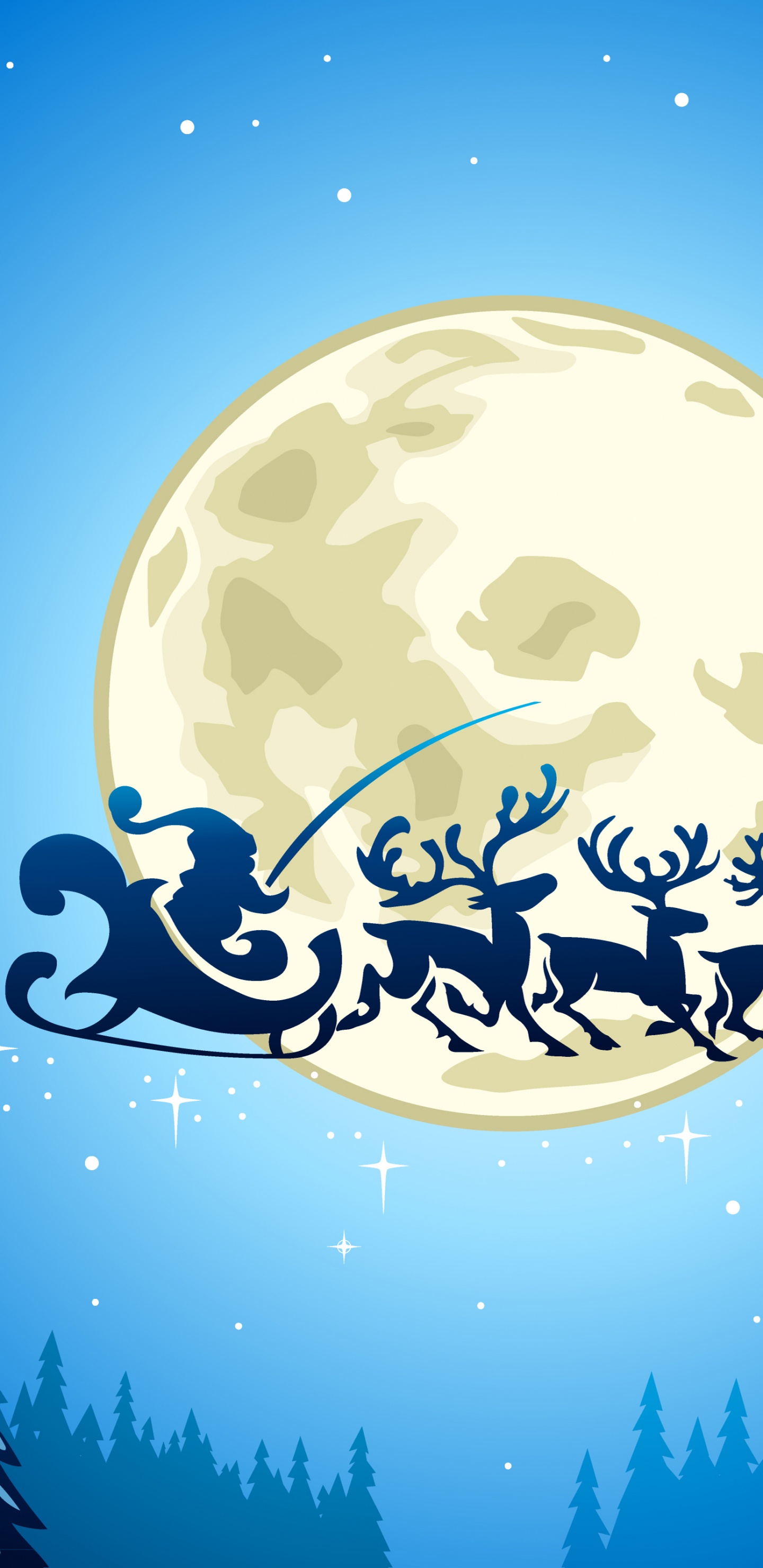 Christmas Day, Santa Claus, Illustration, Christmas, Moon. Wallpaper in 1440x2960 Resolution