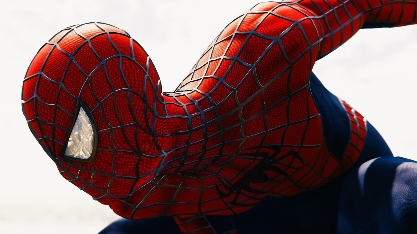 Rot-schwarzes Spider Man Kostüm. Wallpaper in 1366x768 Resolution