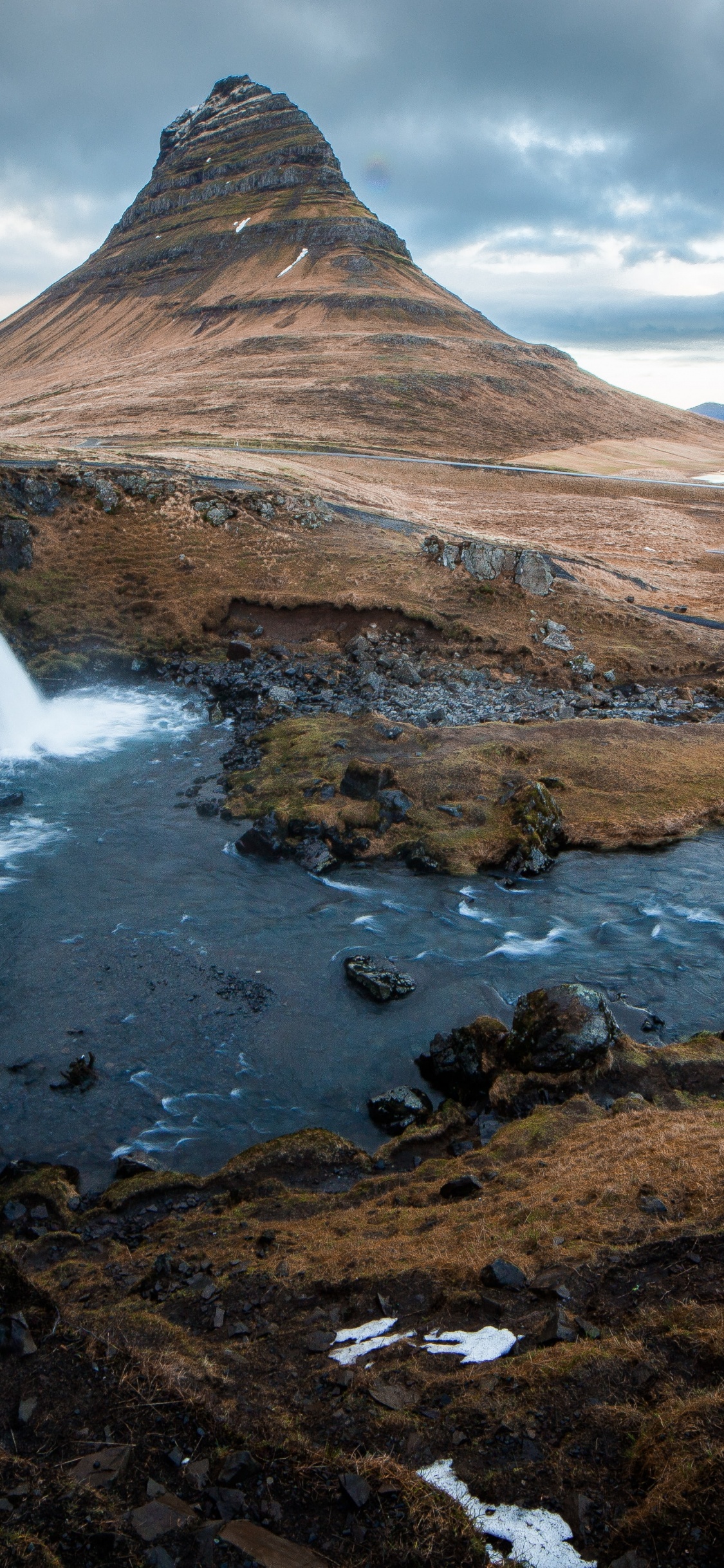 Kirkjufell Mountain, Kirkjufellsfoss, Grundarfjrur, Kirkjufell, Snfellsjkull. Wallpaper in 1125x2436 Resolution