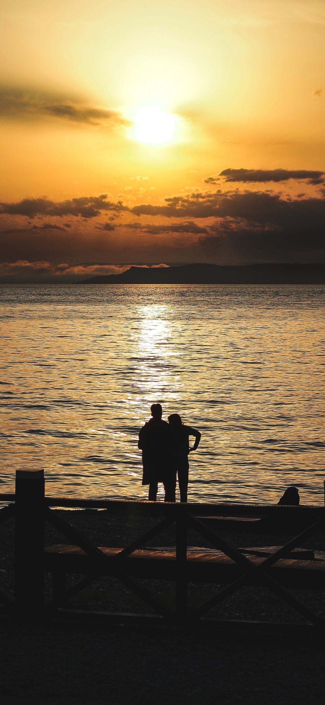 Sonnenuntergang, Silhouette, Horizont, Meer, Ozean. Wallpaper in 1125x2436 Resolution