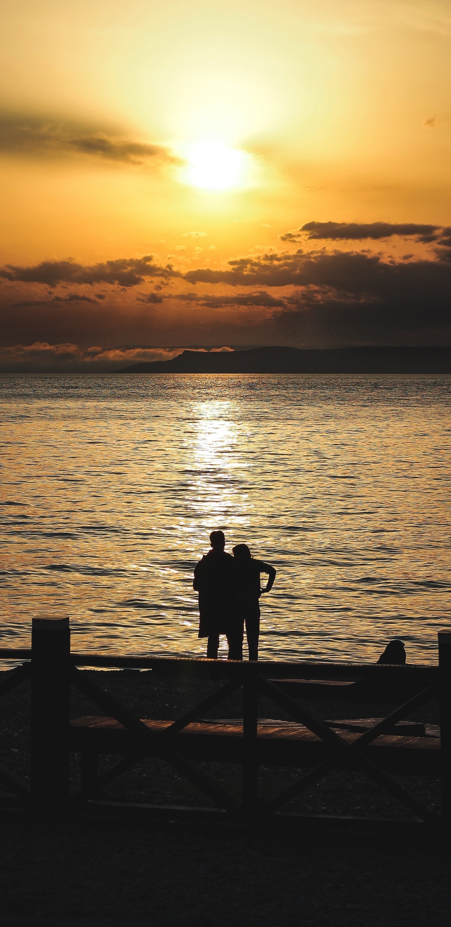 Sonnenuntergang, Silhouette, Horizont, Meer, Ozean. Wallpaper in 1440x2960 Resolution