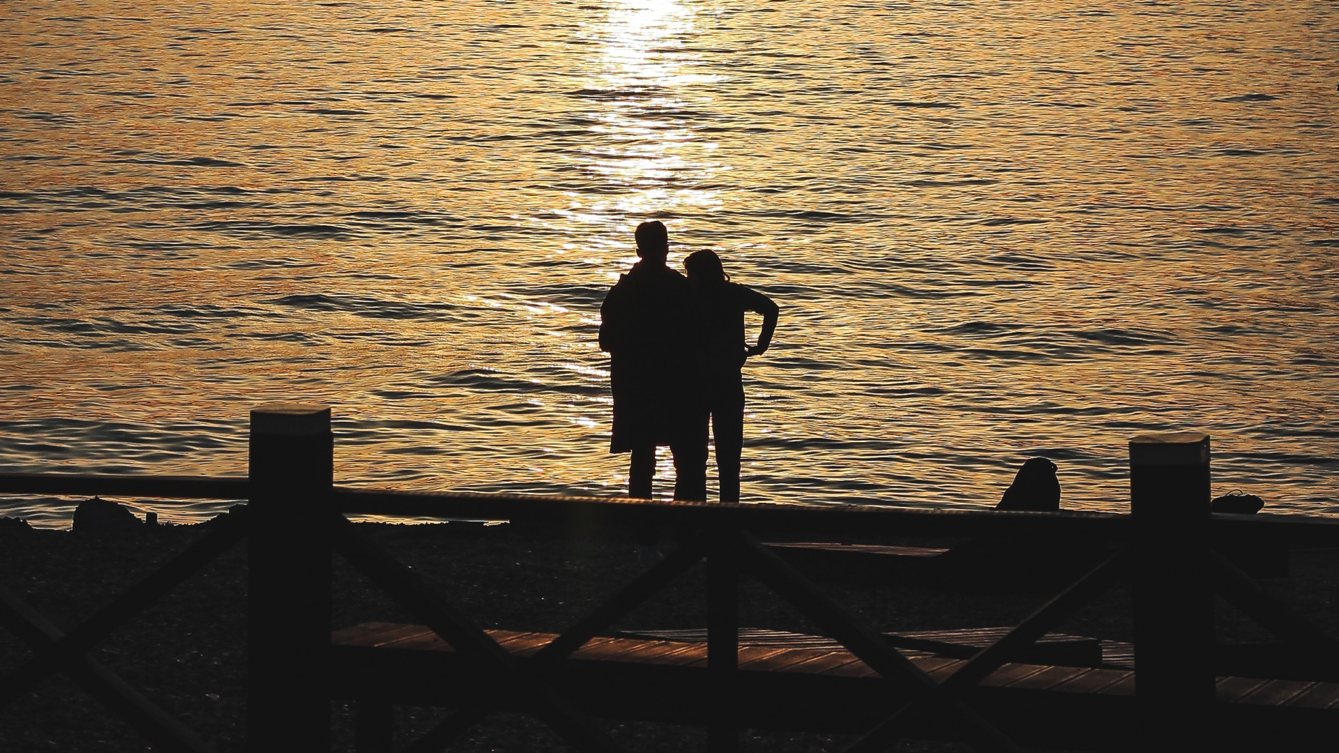 Silhouette, Horizon, Mer, Eau, Soleil. Wallpaper in 1920x1080 Resolution