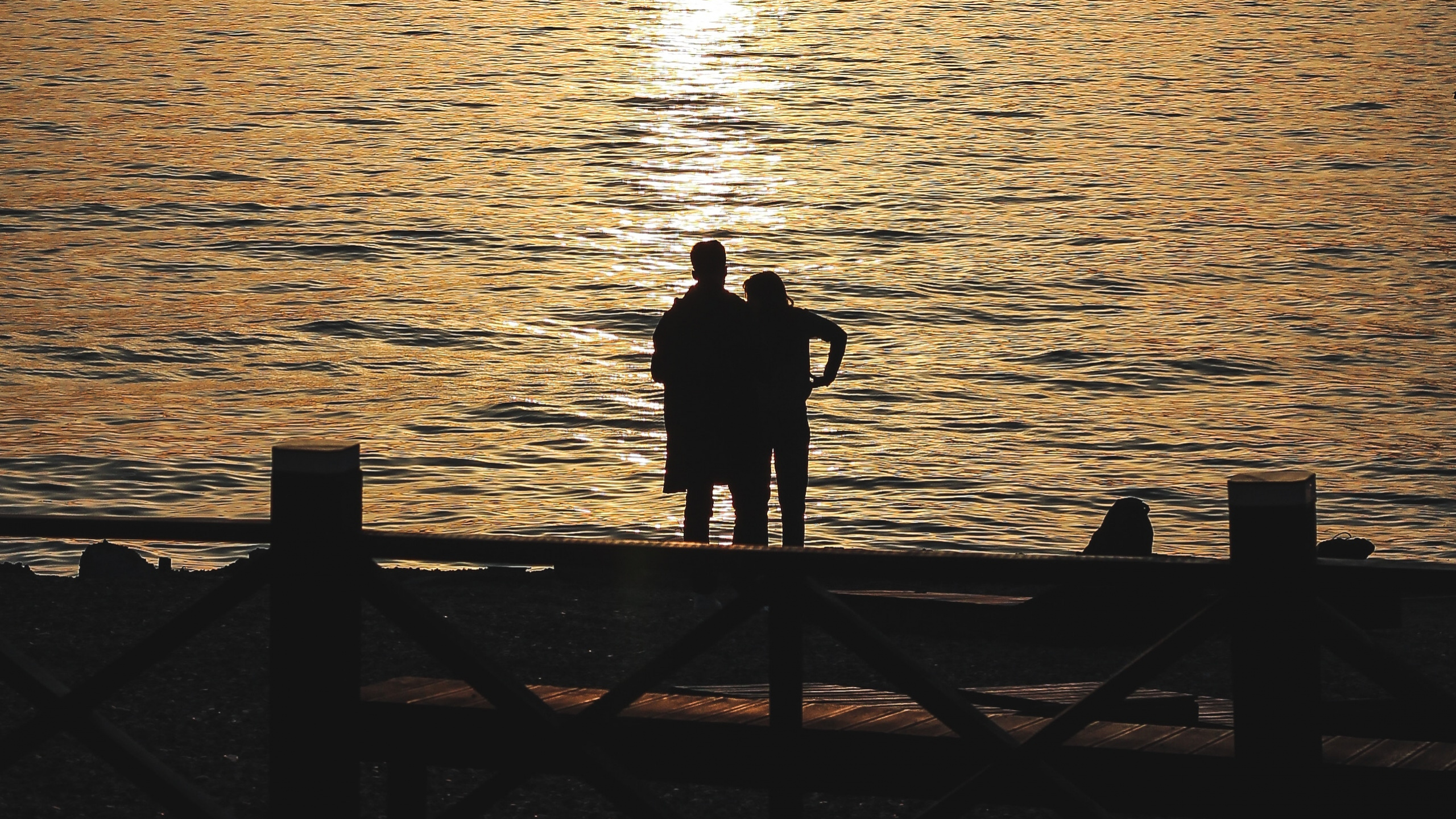 Silhouette, Horizon, Mer, Eau, Soleil. Wallpaper in 2560x1440 Resolution