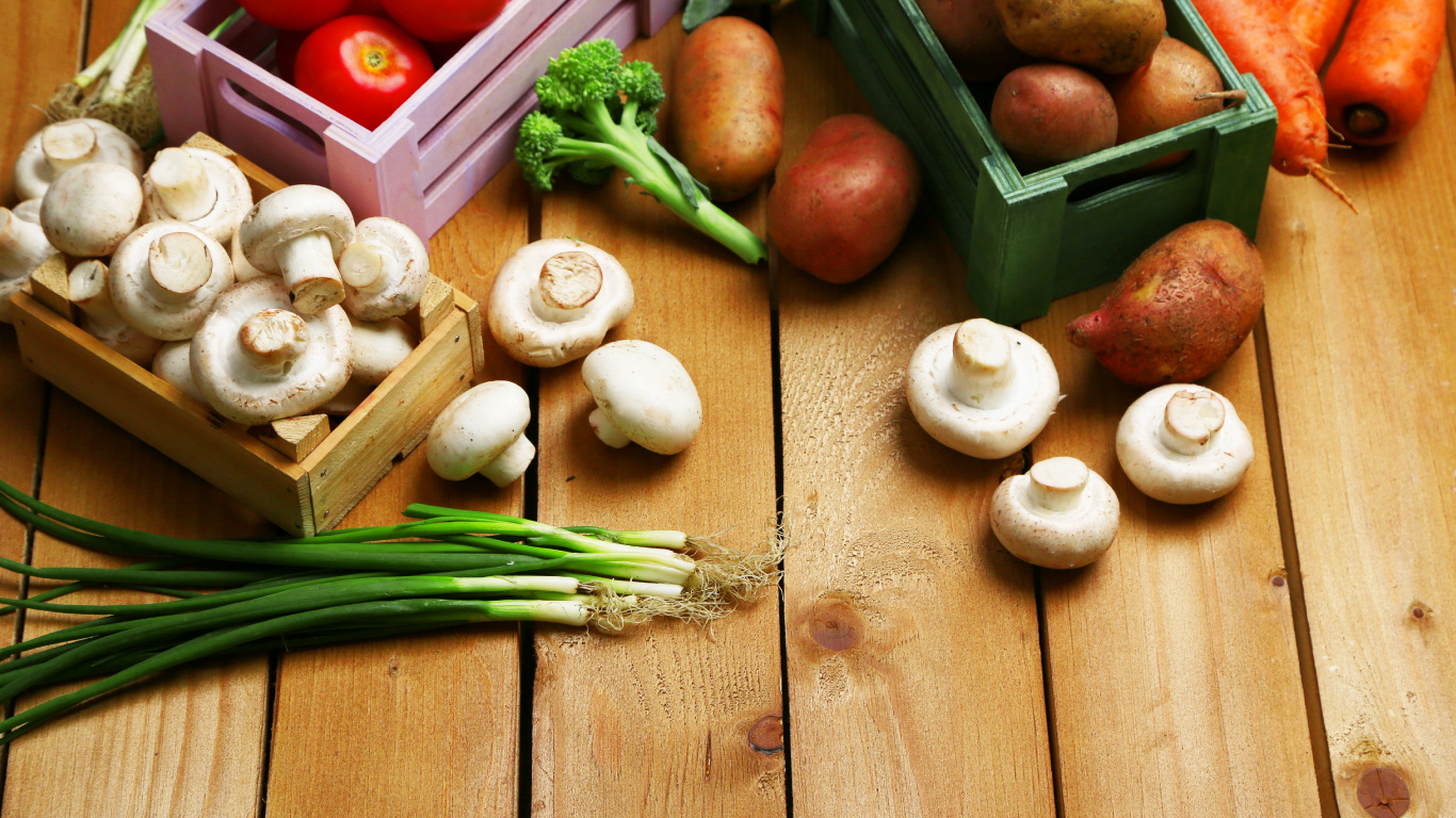 素食, 蘑菇, 马铃薯, 食品, 天然的食物 壁纸 1366x768 允许