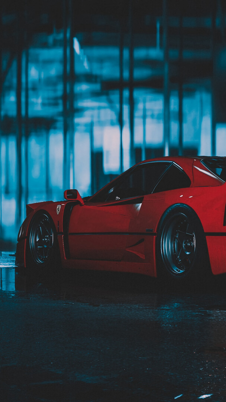 Red Ferrari 458 Italia on Road. Wallpaper in 750x1334 Resolution
