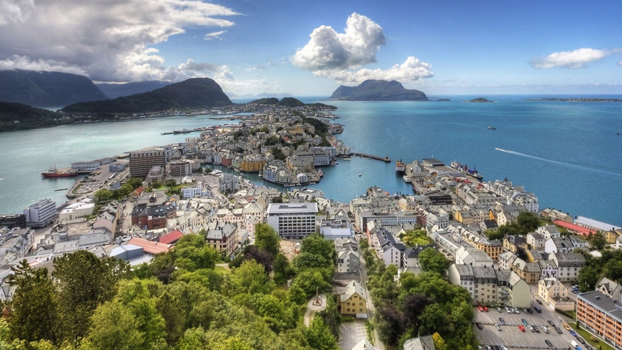 Lesund, 峡湾, 海岸, 大海, 海角 壁纸 2560x1440 允许