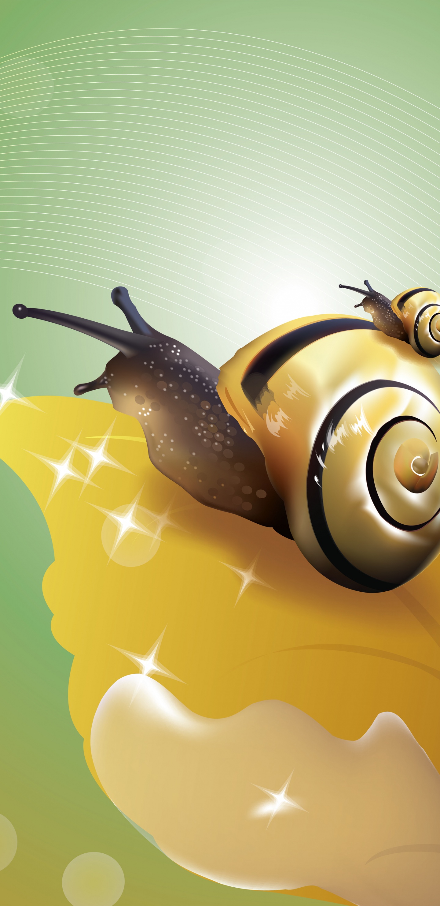 Illustration Florale Verte et Jaune. Wallpaper in 1440x2960 Resolution