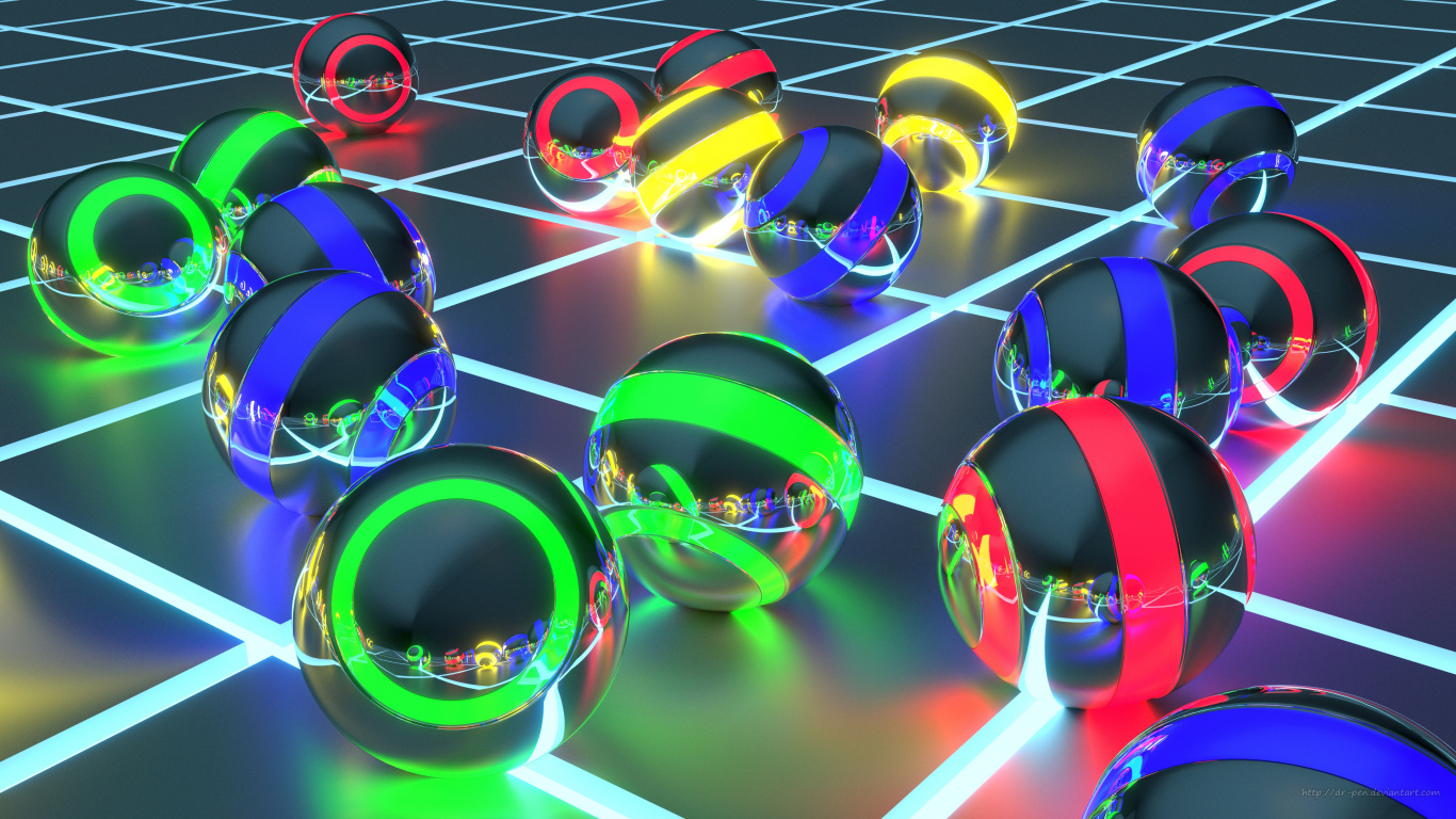 Green Red and Blue Ball. Wallpaper in 1366x768 Resolution