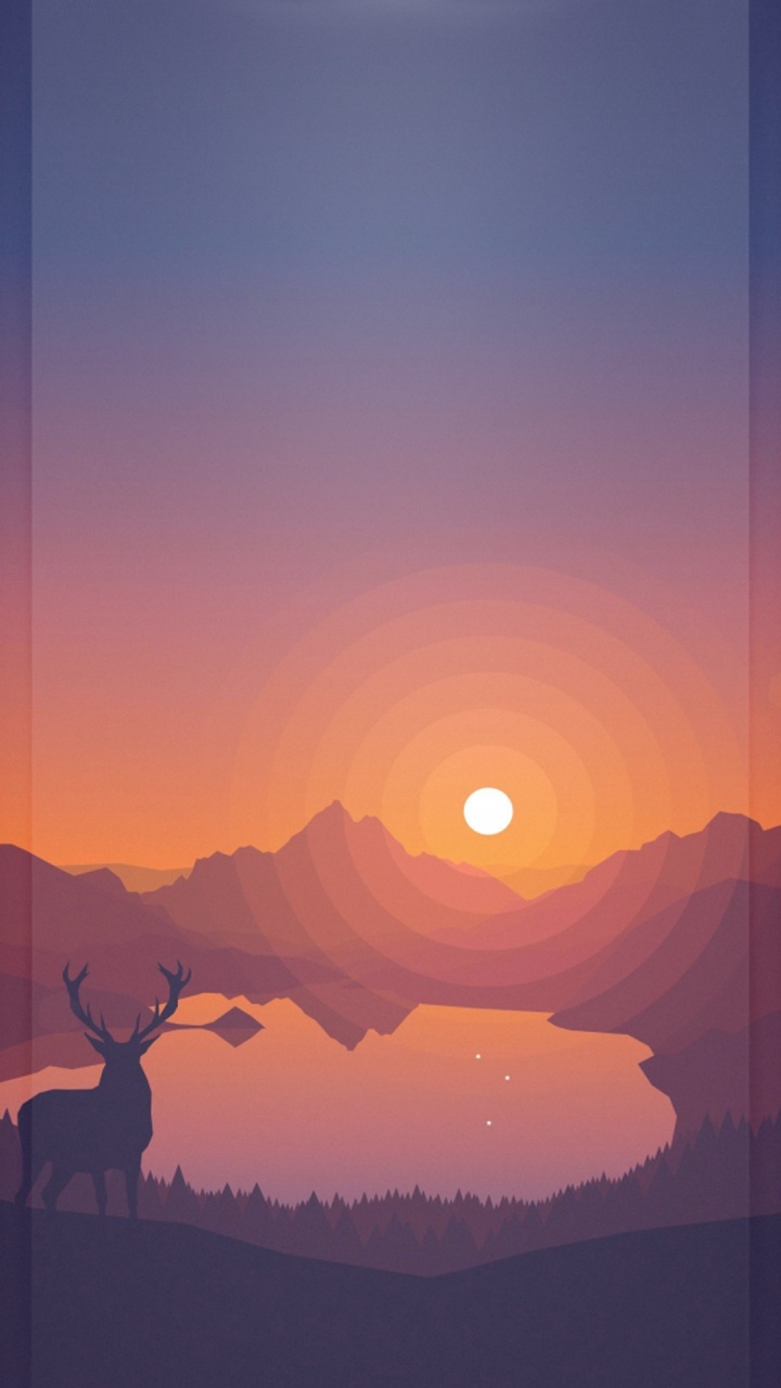 Lakeside Sunset, Sunset, Cloud, Mountain, Ecoregion. Wallpaper in 720x1280 Resolution
