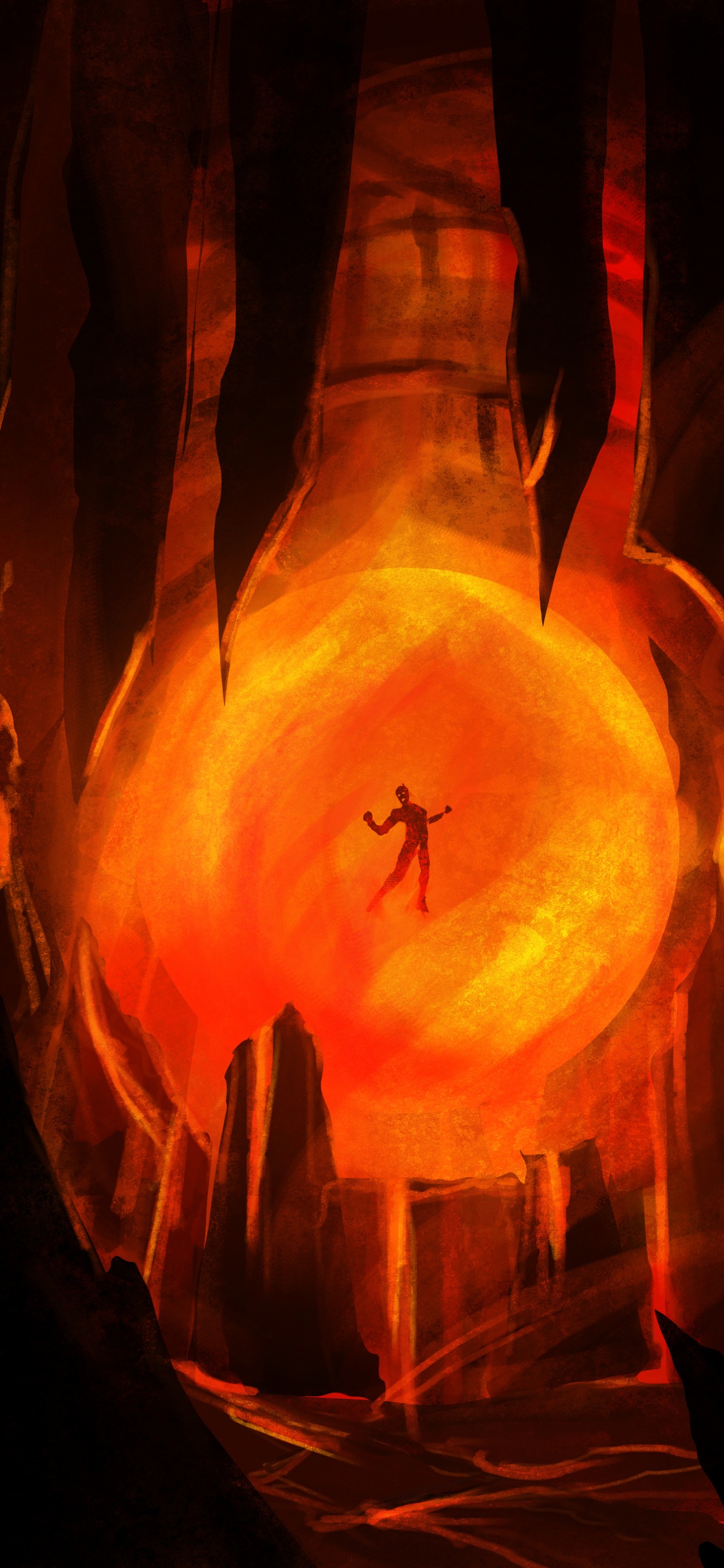 Bombilla de Luz Naranja Con Fondo Rojo. Wallpaper in 1242x2688 Resolution