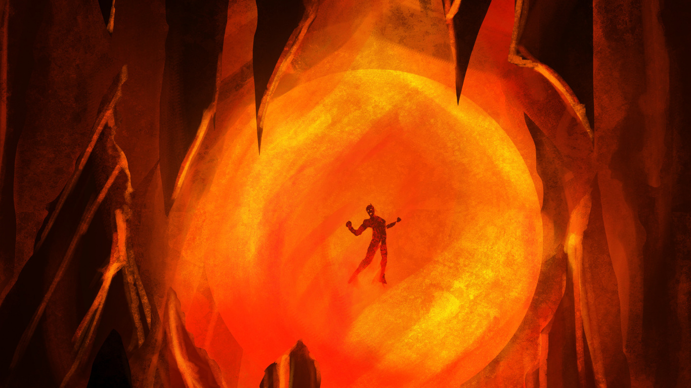 Bombilla de Luz Naranja Con Fondo Rojo. Wallpaper in 1366x768 Resolution