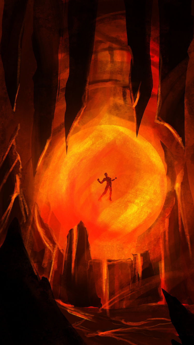 Orange Light Bulb With Red Background. Wallpaper in 750x1334 Resolution