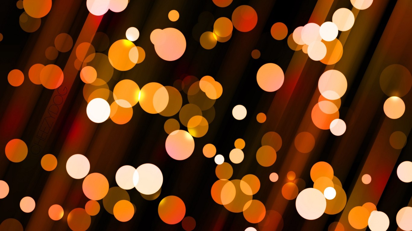 Lumières Bokeh Orange et Jaune. Wallpaper in 1366x768 Resolution