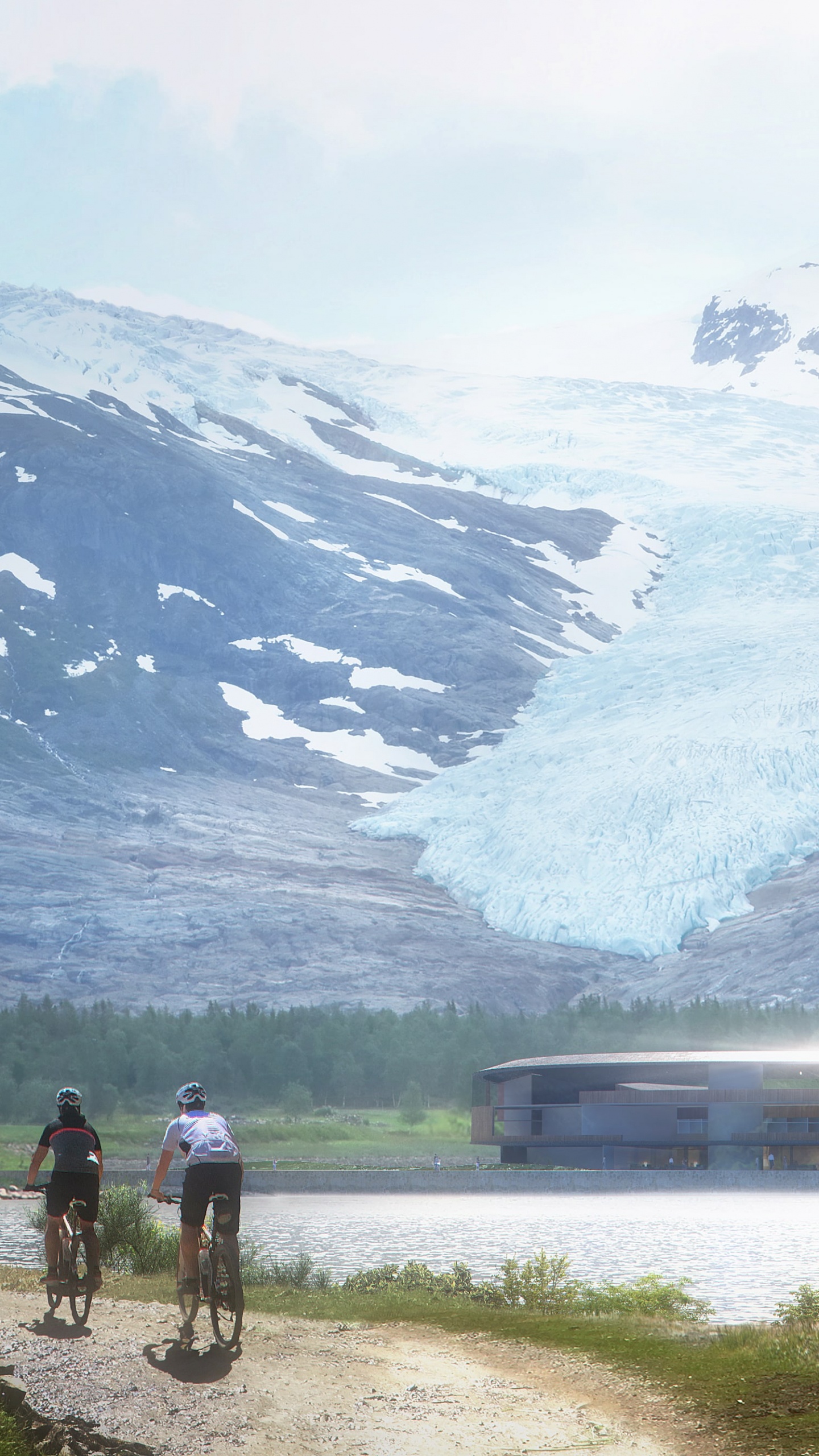 Man in Black Jacket Riding Bicycle on Bridge During Daytime. Wallpaper in 1440x2560 Resolution