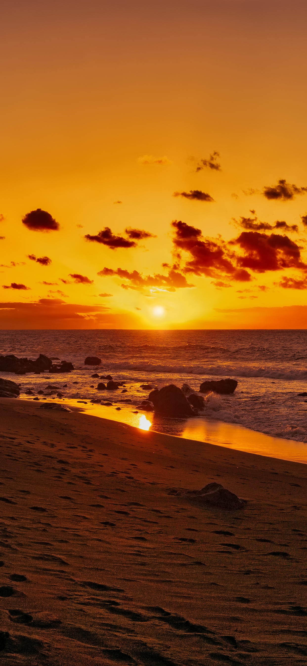 Silhouette de Personnes Sur la Plage Pendant le Coucher du Soleil. Wallpaper in 1242x2688 Resolution