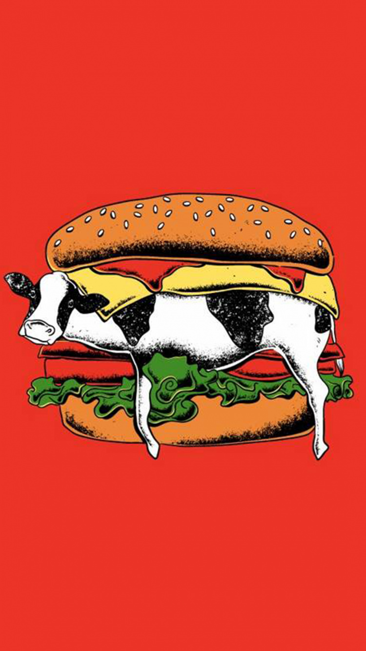 Hamburger, Drawing, Food, Cartoon, Dog. Wallpaper in 750x1334 Resolution