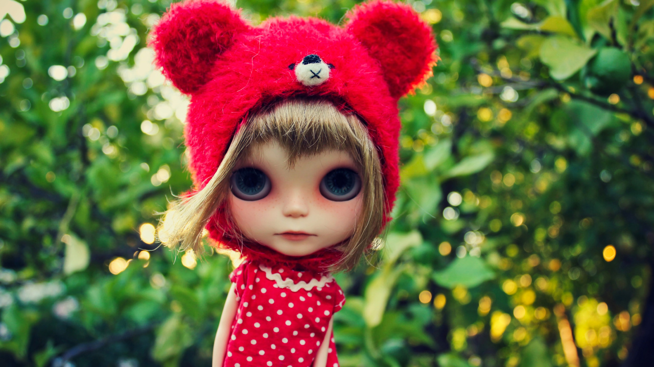 Doll, Baby Doll, Lip, Toy, Red. Wallpaper in 1280x720 Resolution