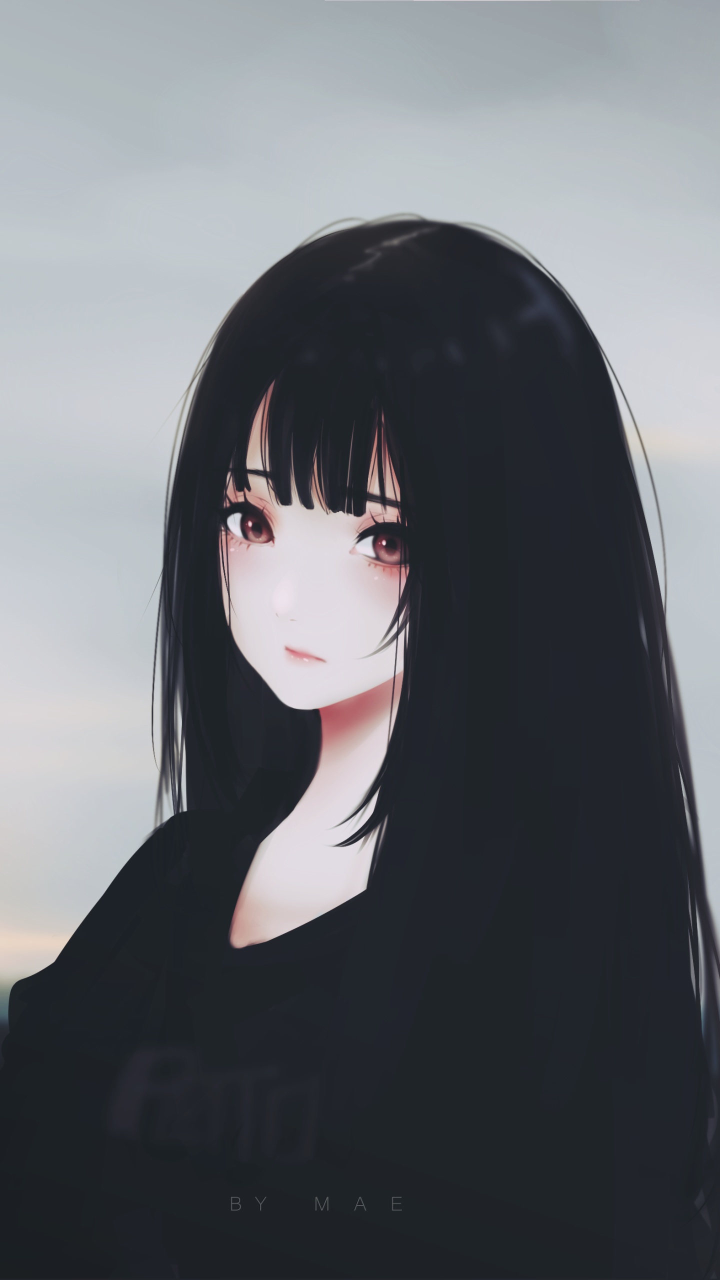 Mujer en Camisa de Manga Larga Negra. Wallpaper in 1440x2560 Resolution