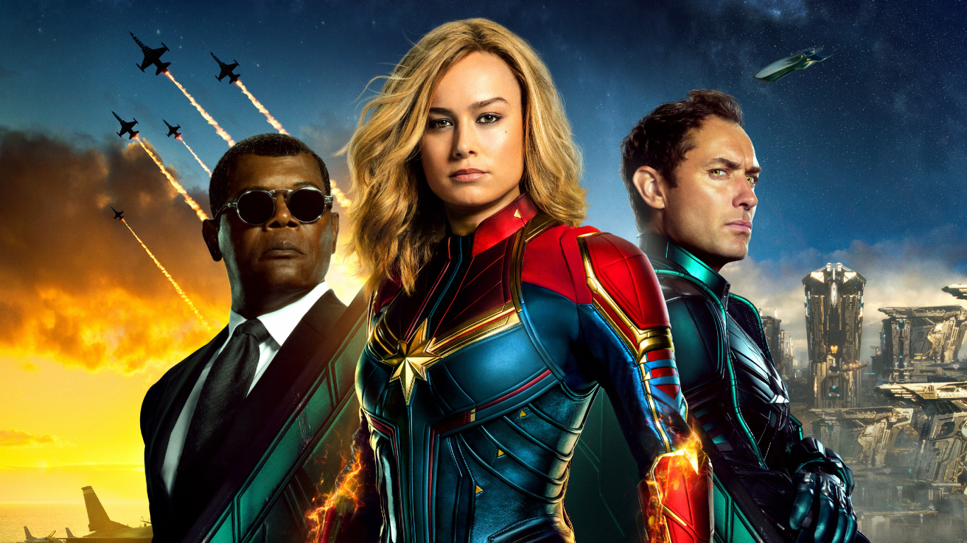 El Capitán Marvel, Brie Larson, Carol Danvers, Capitán Marvel 2, Korath el Perseguidor. Wallpaper in 1366x768 Resolution