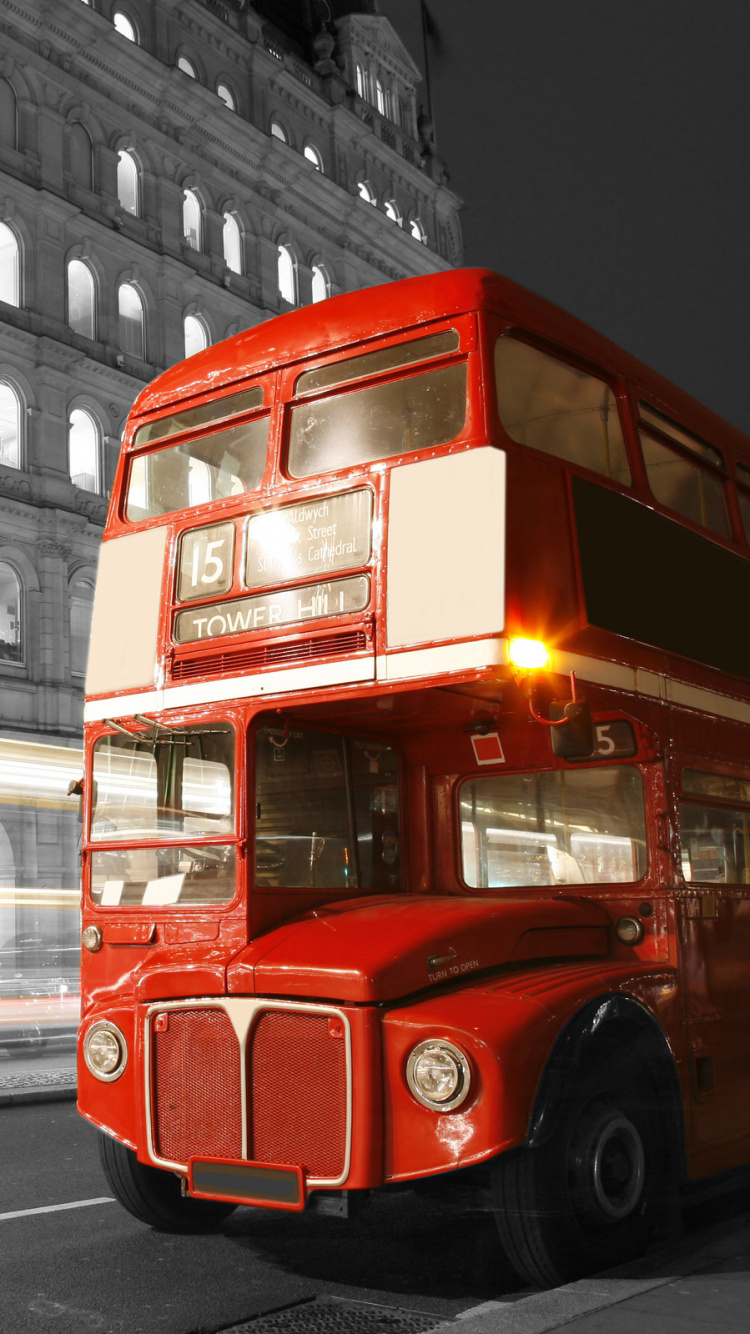 Red Double Decker Bus on Road During Daytime. Wallpaper in 750x1334 Resolution