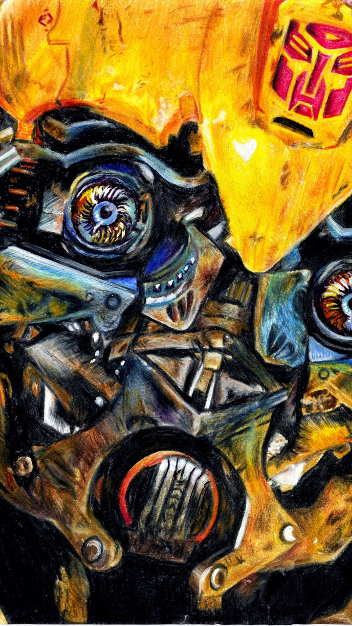 Robot, Bumblebee, Transformers, Art, Painting. Wallpaper in 720x1280 Resolution