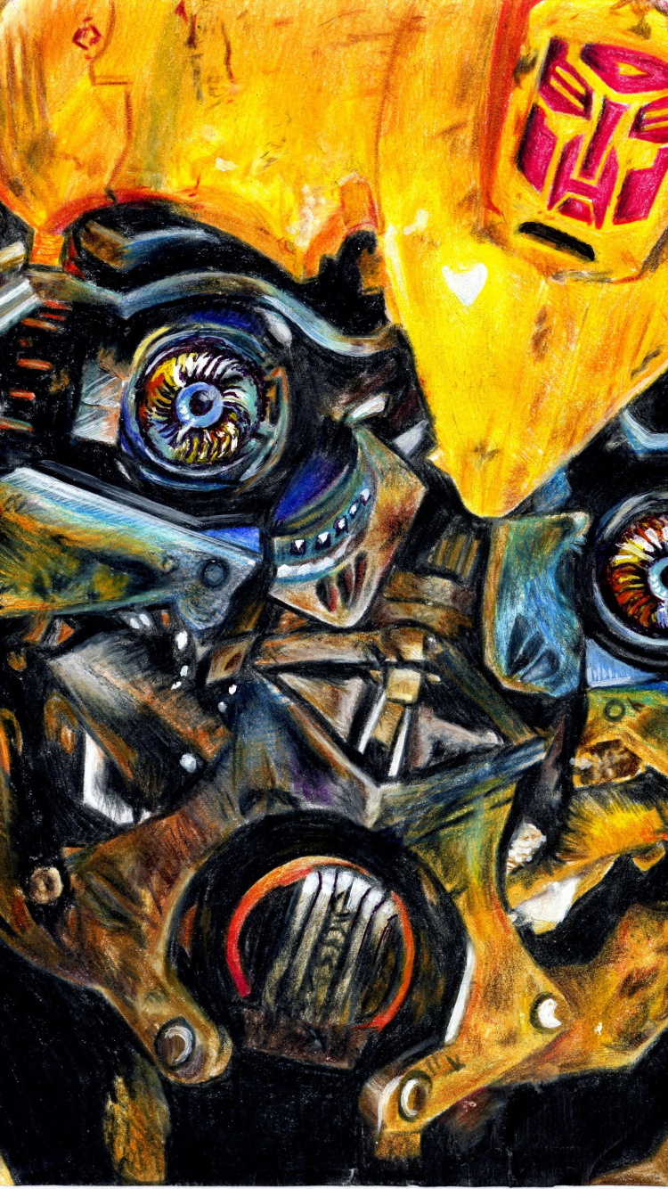 Roboter, Hummel, Transformator, Kunst, Malerei. Wallpaper in 750x1334 Resolution