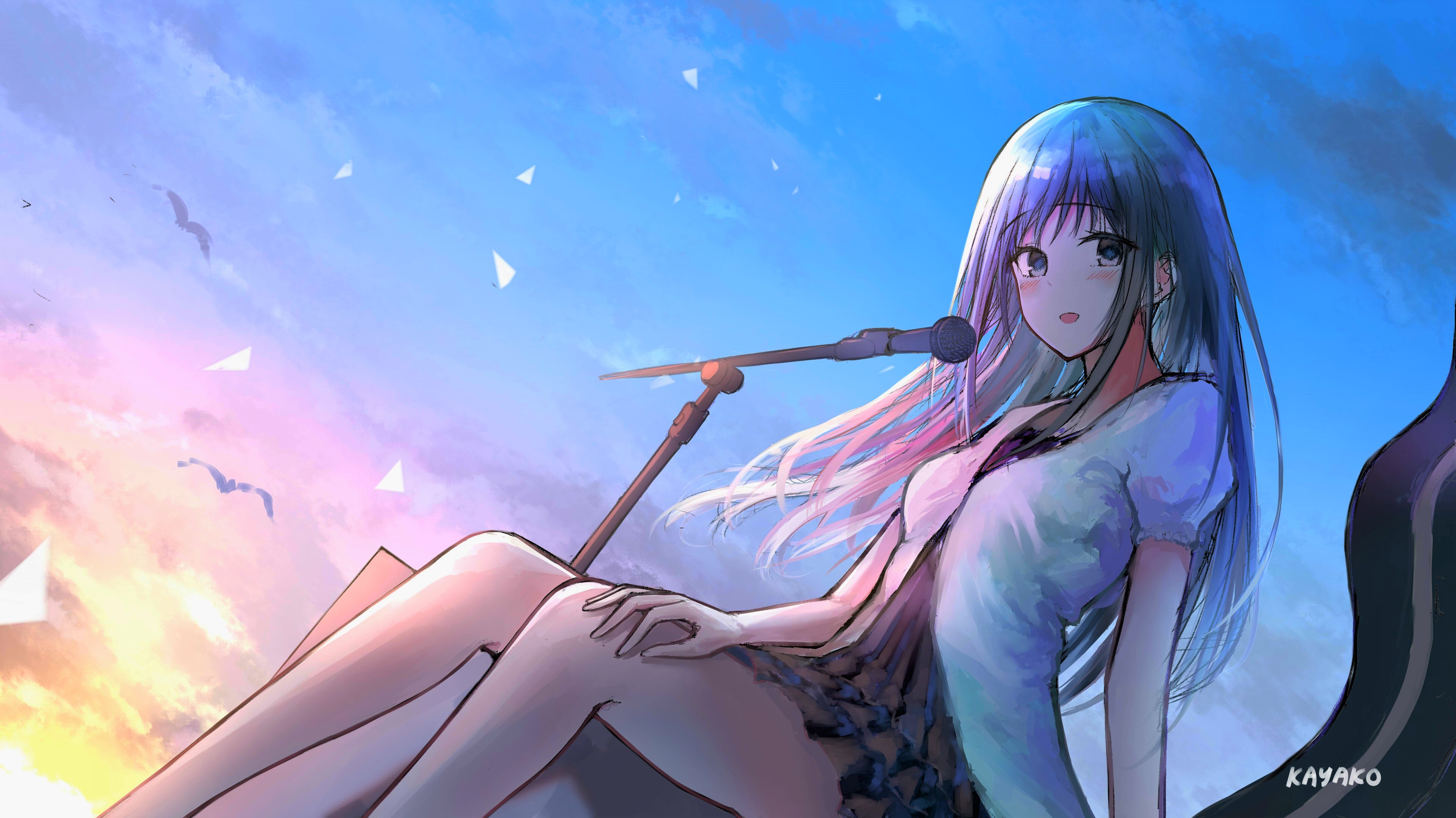 Woman in White Long Sleeve Shirt Holding Stick Anime Character. Wallpaper in 3840x2160 Resolution