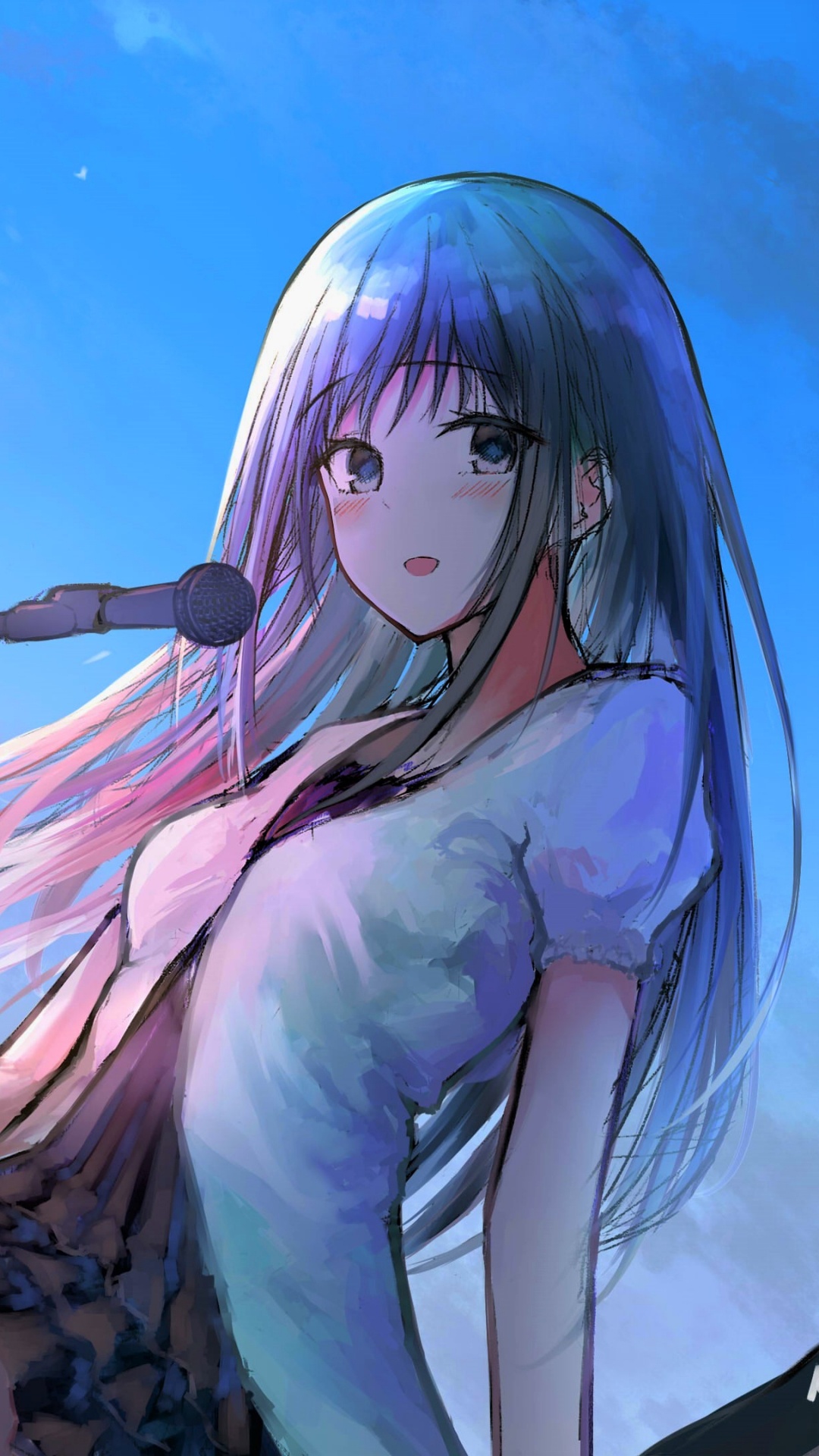 Femme en Chemise Blanche à Manches Longues Tenant un Personnage D'anime de Bâton. Wallpaper in 1080x1920 Resolution