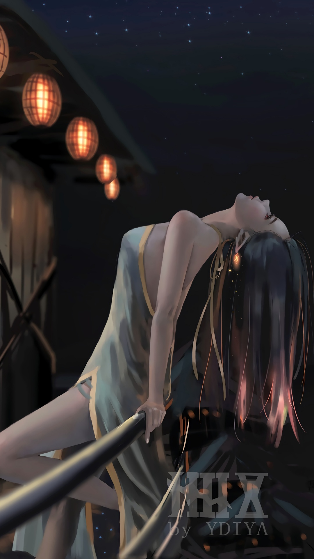 Femme en Robe Blanche à Manches Longues Personnage Anime. Wallpaper in 1080x1920 Resolution